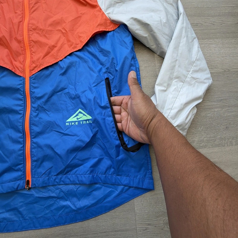 Nike Trail Storm-FIT Hooded Jacket Mens L Orange Blue CZ9054-869 - Picture 3 of 13